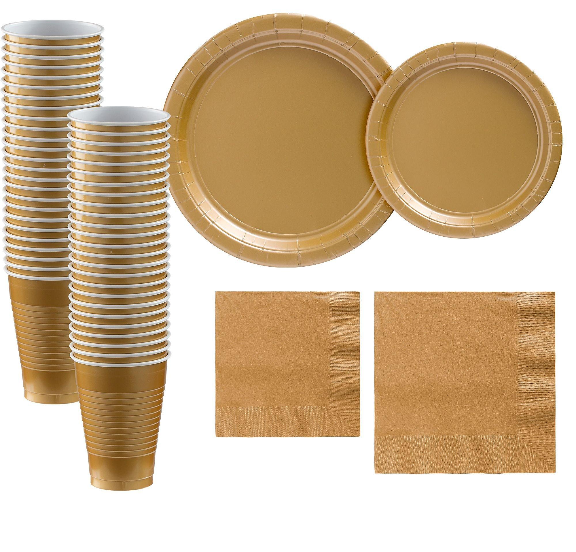Gold Paper Tableware Kit for 50 Guests Party City